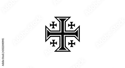 Fotografie Jerusalem Cross Symbol, Religious Christian Emblem, Heraldic Design