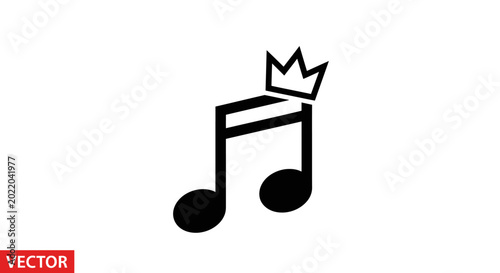 Cuadro en lienzo Music Note with Crown Icon - Symbol of Music Royalty and Excellence