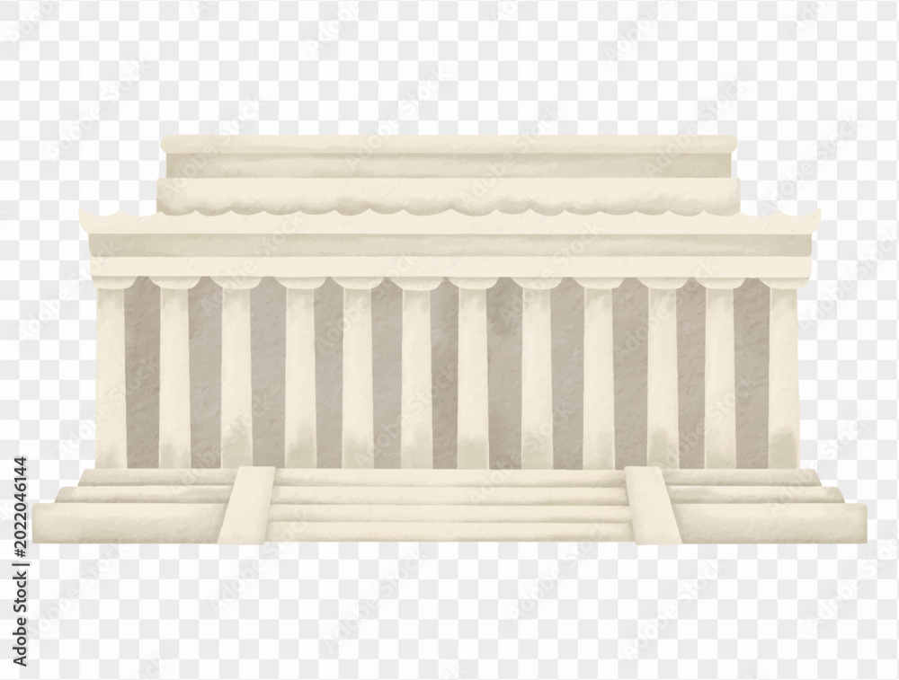 Fototapeta premium Watercolor classical memorial building patriotic architecture illustration Vector.