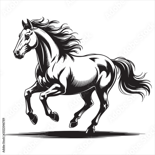 Tableau sur toile Graceful galloping horse in dynamic motion