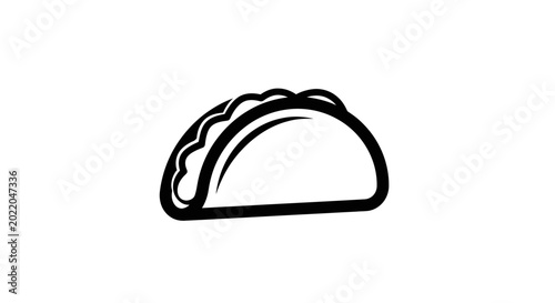 Tableau sur toile Simple Black and White Icon of a Taco