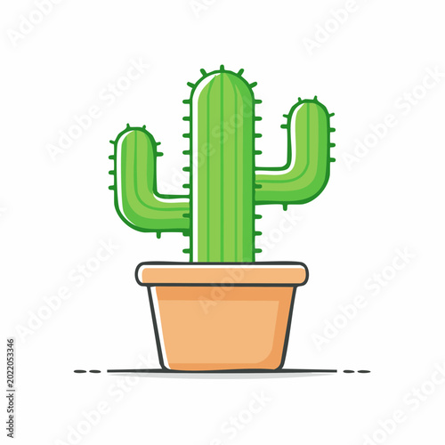 Cartoon Saguaro Cactus in a Pot