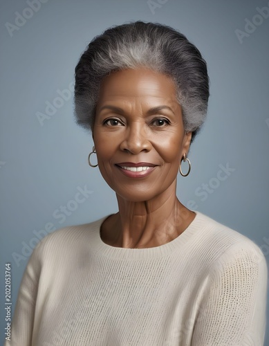 Wise Confident Mature Black Woman Casual Headshot