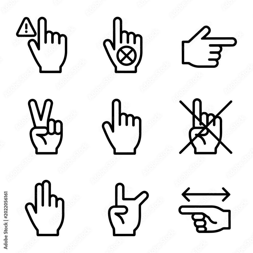 Fototapeta premium Set of hand gesture icons, vector