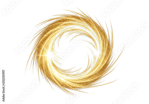 Golden Swirl Abstract Sparkle Glitter Frame Isolated White
