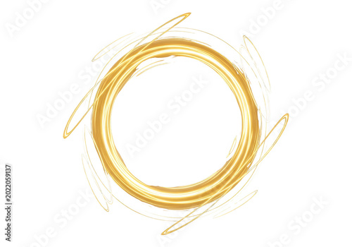 Golden Swirling Circle Abstract Light Effect Isolated Transparent Background