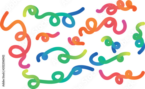 Vibrant colorful swirling ribbons pattern on white background