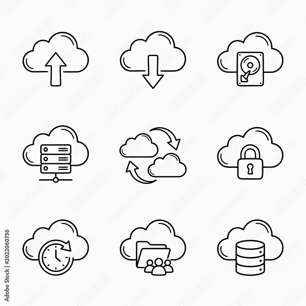 Obraz premium Cloud computing icons set.