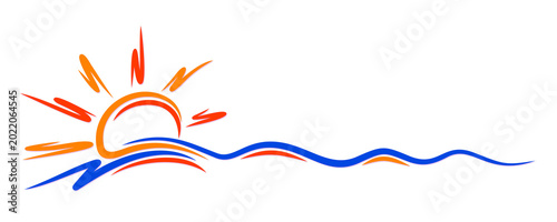 A sun dawn symbol in the sea.