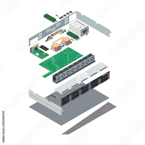 the server in disassembled form