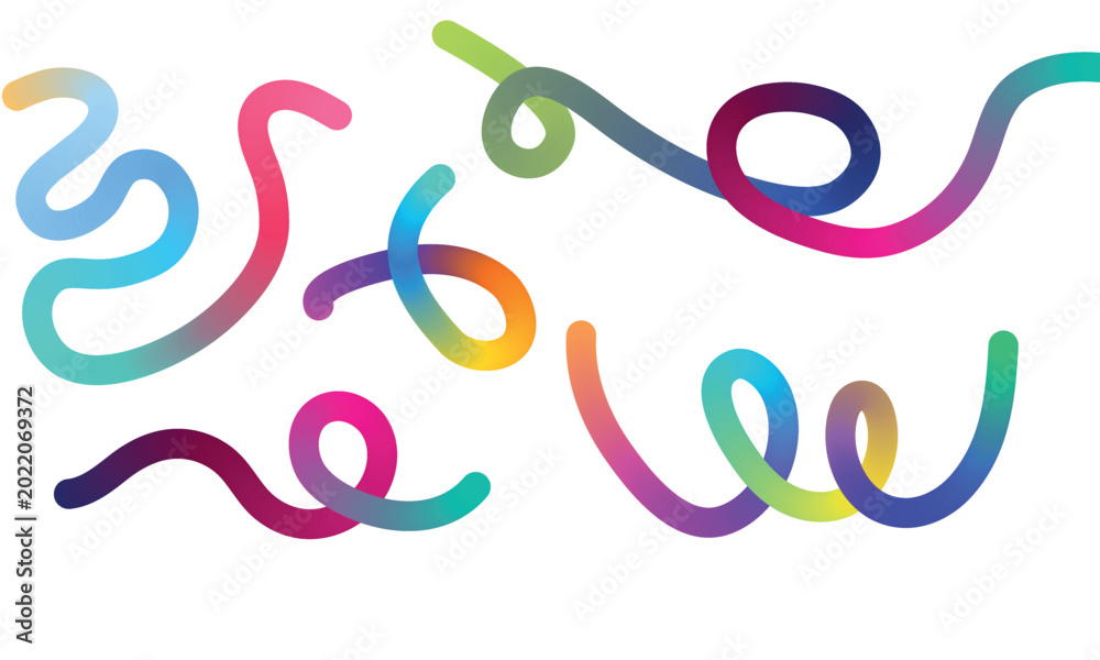 Fototapeta premium Abstract colorful ribbon swirls isolated on white background modern graphic design element