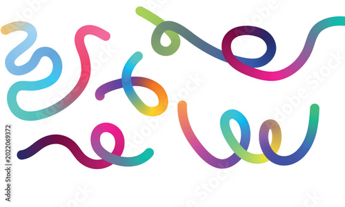 Abstract colorful ribbon swirls isolated on white background modern graphic design element