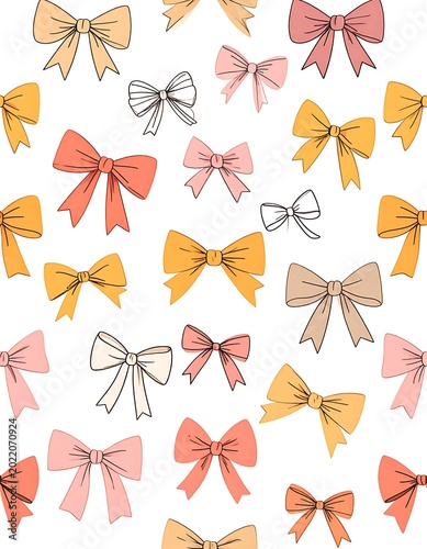Colorful bows on white background.