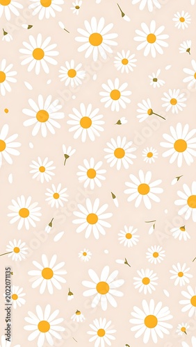 Daisy flowers on peach background texture.