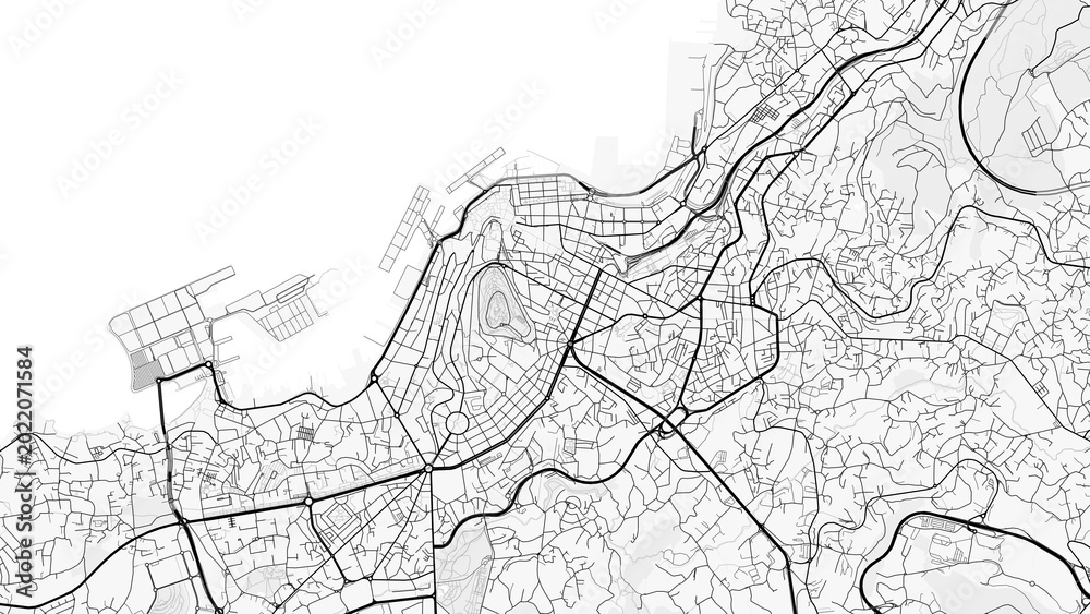 Obraz premium Vigo City Map. Minimalist black and white line art poster for printing, wallpaper, wall art, and map resources for home and office decor