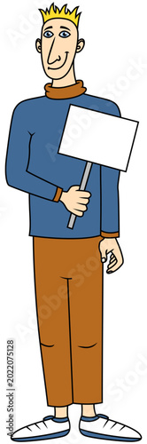 Quadro su tela a man holding a blank sign
