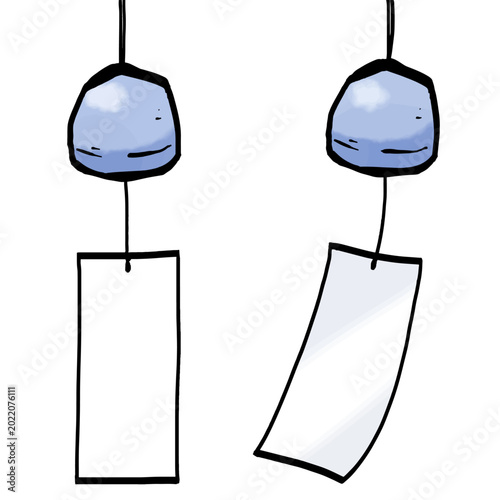 Bild auf Leinwand 風鈴セット （筆タッチ / 陶器 / 夏） / Hand-painted Ceramic Wind Chime Illustration Set