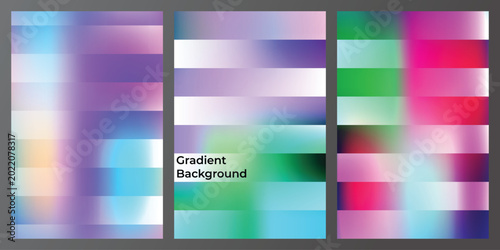 Obraz na płótnie Collection of vertical abstract backgrounds featuring horizontal blended color g