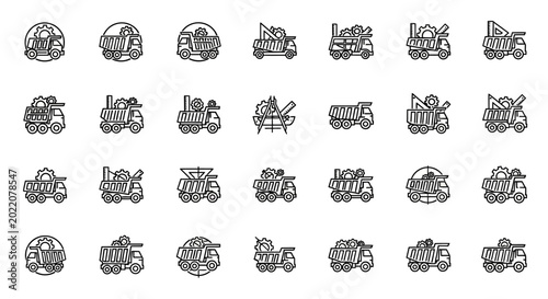 Εκτύπωση καμβά Construction Trucks and Mining Dumpers Icon Set: Heavy Machinery and Industrial