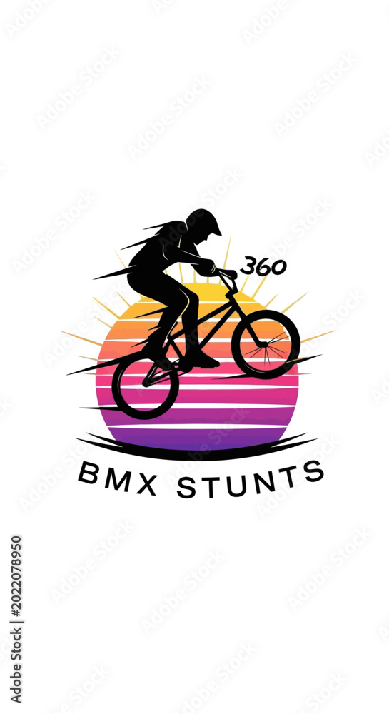 Fototapeta premium BMX Rider Silhouette Performing 360 Stunt Against Sunset