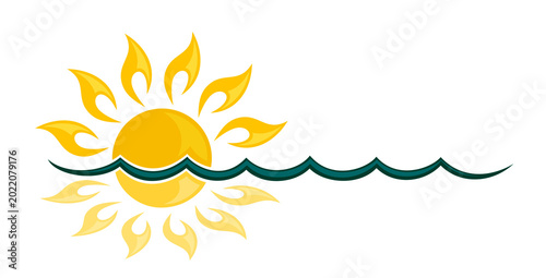 Symbol of the sun and blue wave.