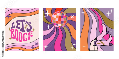 Photography Retro disco vector poster collection for prom and graduation ball