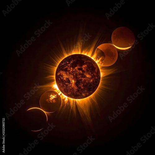Solar Eclipse Phenomenon in Space.