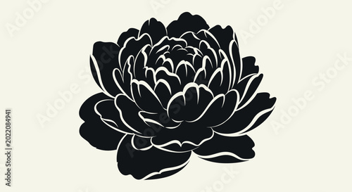 Black Peony Flower Silhouette Graphic Art