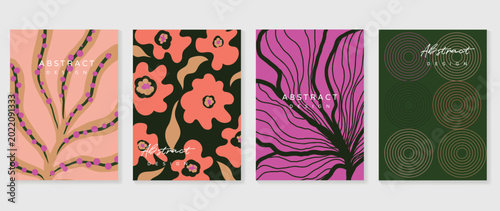 Bild auf Leinwand Abstract botanical poster set vector