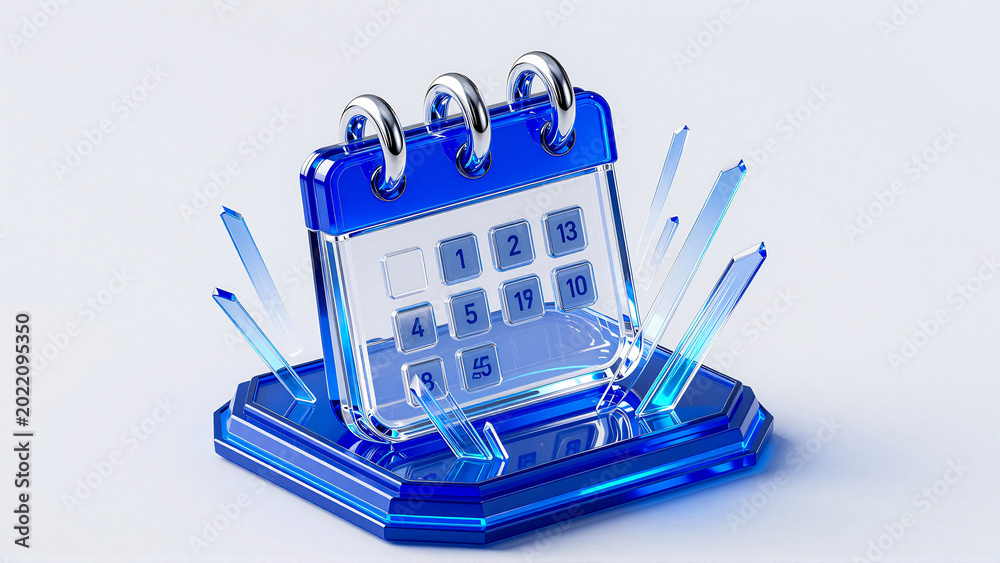 Obraz premium Sleek Blue Calendar with Holographic Elements Concept