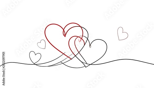 Intertwined hearts on line