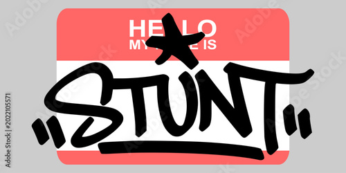 Bild auf Leinwand Black stunt graffiti handstyle lettering with star on red name tag sticker design
