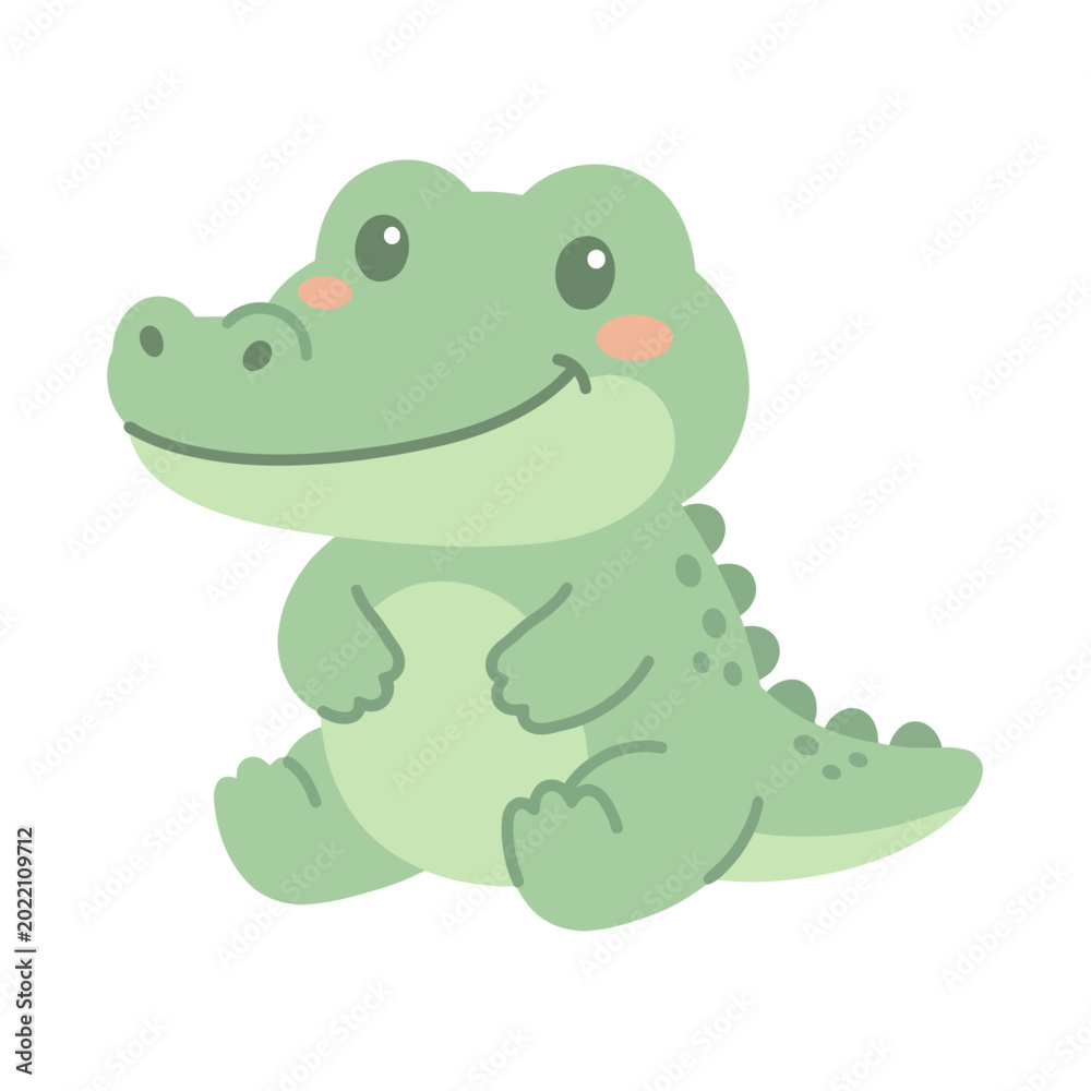 Fototapeta premium Adorable kawaii crocodile laying down vector illustration