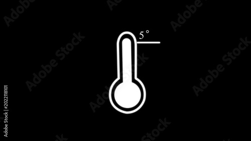 Minimalist thermometer animation indicating 5 degrees celsius temperature reading weather
