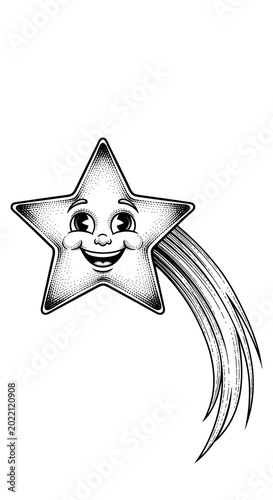 Happy Star Character Illustration with Trailing Tail