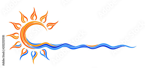 A sun dawn symbol in the sea.