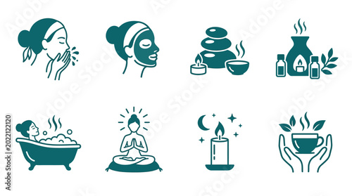 Spa and wellness icons set.