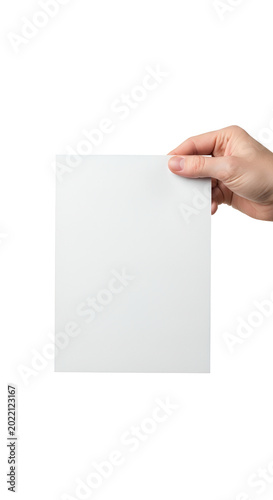 Human Hand Holds Blank White Paper Isolated Transparent Background PNG
