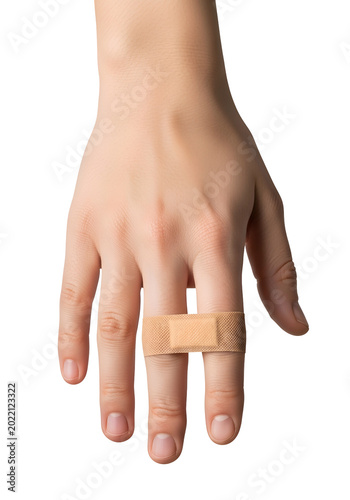 Human Hand With Bandage On Finger Isolated Transparent Background