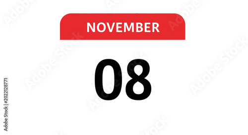 Tableau sur toile November eighth calendar date number.