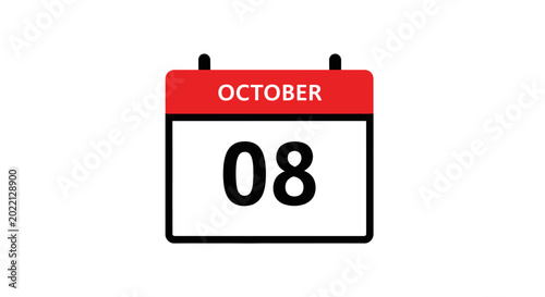 Photos October 8th calendar date icon.