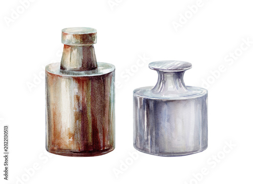 Foto Vintage apothecary balance scale weights watercolor set