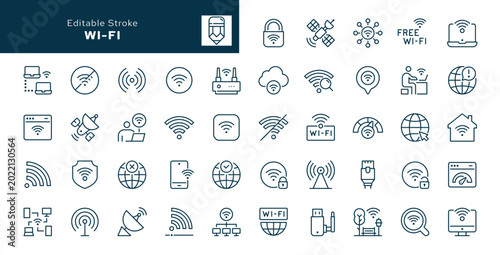 Tableau sur toile Wi-fi outline icons set