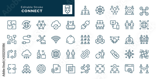 Photos Connect outline icons set