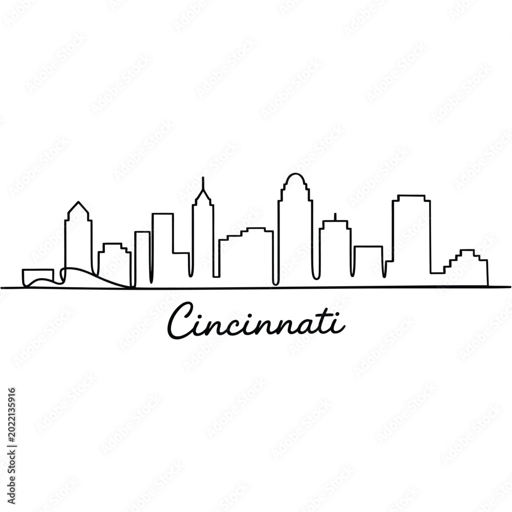 Fototapeta premium cincinnati skyline silhouette in black and white