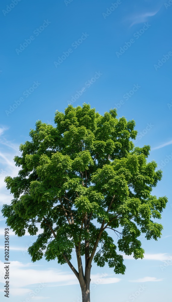 Fototapeta premium Lush Green Tree Against Bright Clear Blue Sky