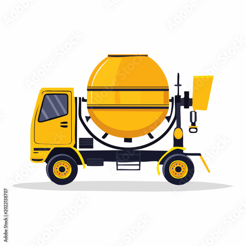 Yellow Cement Mixer Truck Illustration