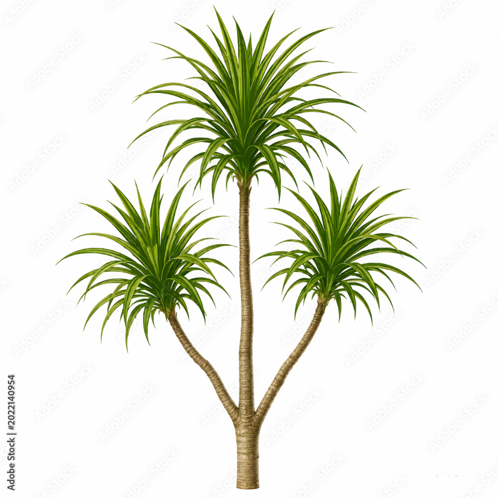 Obraz premium Dracaena Angustifolia Plant Vector Isolated on White Background Tropical Botanical