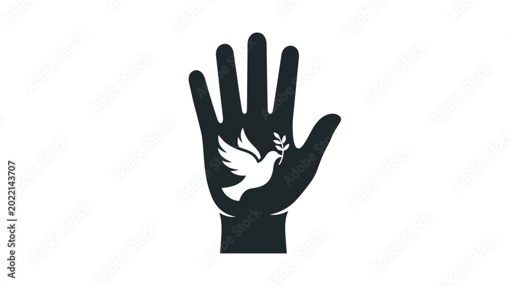 Fototapeta premium Human rights hand icon with white dove