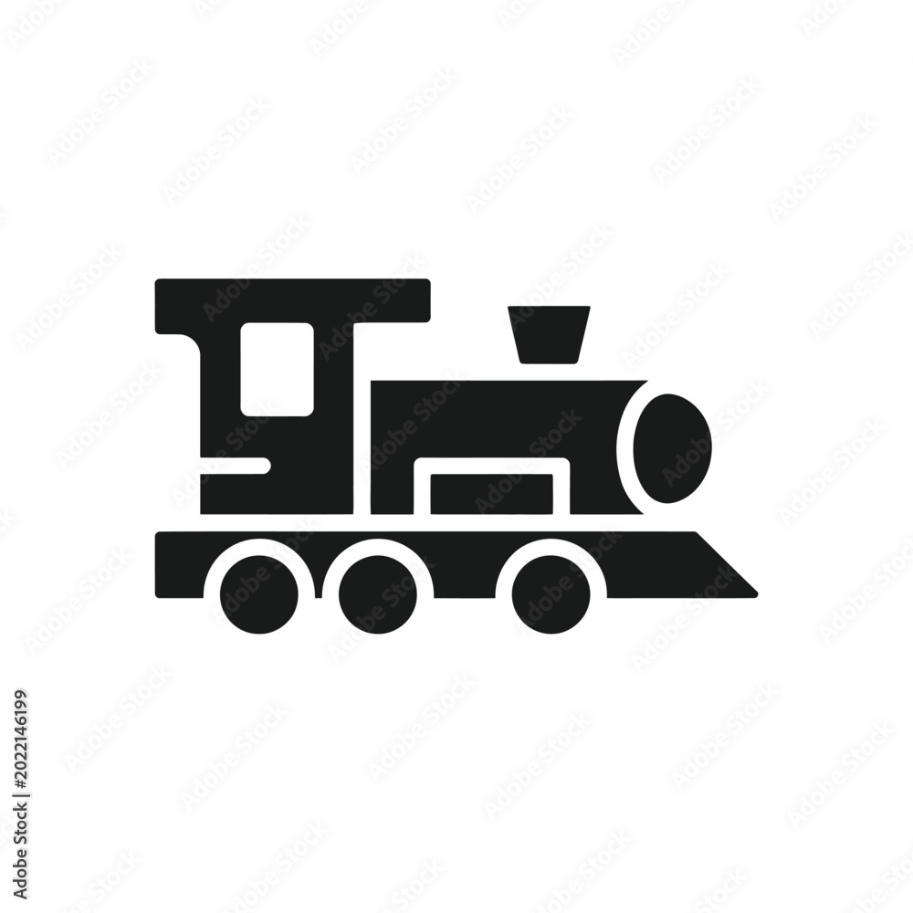 Naklejka premium train icon in black silhouette on white background